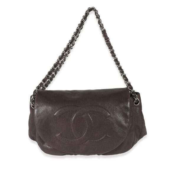 Chanel 08A Brown Caviar Large Half Moon Flap Bag - Picture 1 of 6